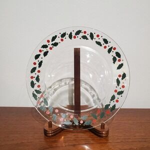 Vintage‎ Arcoroc France Christmas Plate, 8 Inch, Holiday Holly